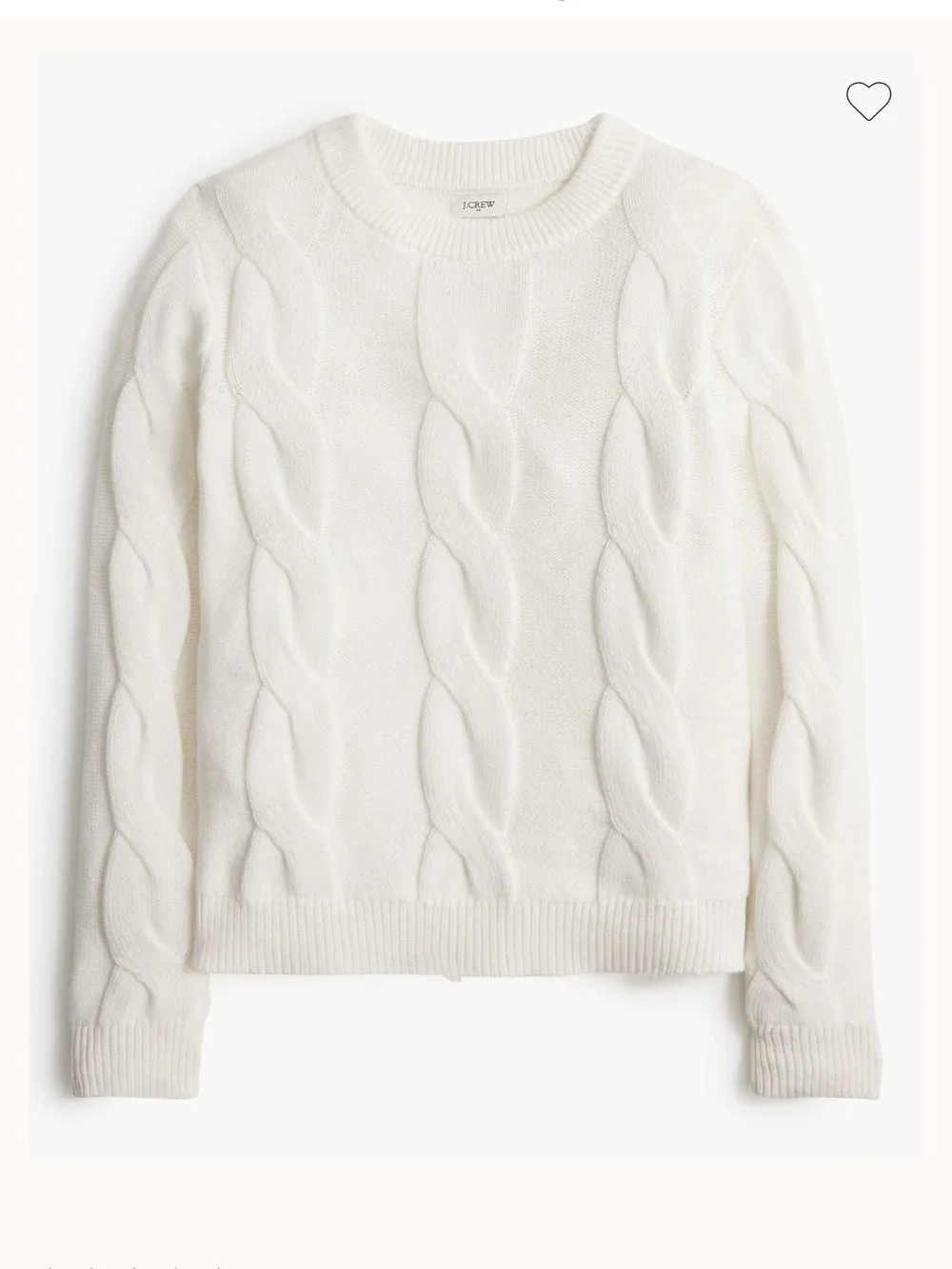 J. Crew White Cable-Knit Crewneck Sweater